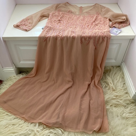 JS COLLECTIONS VIOLET CHIFFON BEADED EVENING DRESS - Picture 3 of 16